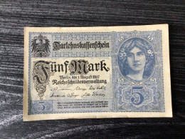 ALLEMAGNE Billet De 5 Mark 1917 Jamais Circulé - 5 Mark