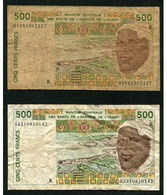 (2 Billets/Notes ) Etats De L'Afrique De L'Ouest / West African States 500 Francs  - 2001 & 2002  Senegal - États D'Afrique De L'Ouest