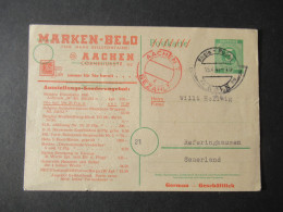 Kontrollrat Ganzsache / Werbe PK Marken Belo Aachen Mit Rotem Stempel Aachen 7 Bezahlt Und Rhein Posta Köln - Cartas & Documentos