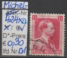 1936 - BELGIEN - FM/DM "König Leopold III." 1 Fr Karmin - O Gestempelt - S.Scan (424xao 01-03 Be) - 1934-1935 Leopold III.