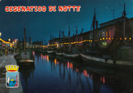 CARTOLINA  CESENATICO,CESENA,EMILIA ROMAGNA-CESENATICO DI NOTTE-PORTO CANALE-NOTTURNO-MARE,BELLA ITALIA,VIAGGIATA 1971 - Cesena