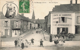 La Bazoge * Rue De L'église * Café Du Commerce PIGNARD * Attelage * Villageois * Landau - Autres & Non Classés