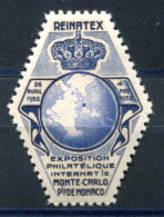 RC 26642 MONACO 1952 REINATEX VIGNETTE DE L'EXPOSITION PHILATELIQUE NEUF ** - Unused Stamps