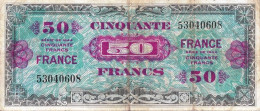 50 FRANCS VERSO FRANCE TYPE 1945 N° 53040608 SANS N° DE SÉRIE BILLET DU TRÉSOR VENDU EN L'ETAT IMPRESSION AMÉRICAINE - 1945 Verso France