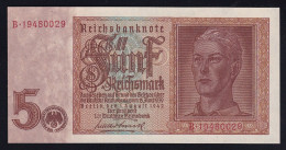 5 Reichsmark 1.8.1942 - Serie B - KN 8-stellig - Reichsbank (DEU-220b) - 5 Reichsmark