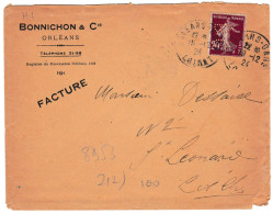 Peforation Sur Timbre BC, Sur Enveloppe à Entête: Bonnichon Et Cie, Orleans, Loiret - Covers & Documents