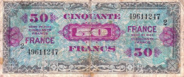 50 FRANCS VERSO FRANCE TYPE 1945 N° 49611247 SÉRIE 2 BILLET DU TRÉSOR VENDU EN L'ETAT IMPRESSION AMÉRICAINE - 1945 Verso France