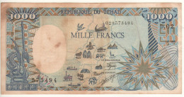 CHAD  1'000 Francs ,  P10Aa    Dated 1.01.1985    Map At Front + Elephant, Wildlife, At Back ) - Tschad