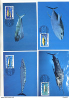 A41545)WWF-Maximumkarte Fische: Nauru 437 - 440 - Maximum Cards