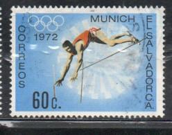 EL SALVADOR 1973 MUNICH OLYMPIC GAMES 1972 POLE VAULT 60c USED USATO OBLITERE' - Salvador