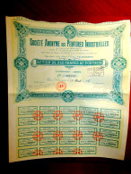 "Société Anonyme  Des Peintures Industrielles",Valenciennes ,France  1925 Share Certificate - Industrie