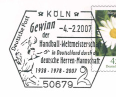 619  Champion Du Monde De Handball 1938 - 1978 - 2007: Oblit. Temp. D'Allemagne, 2007 - World Men's Handball Champion - Handball