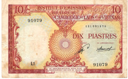 FRENCH INDOCHINA P102  10 PIASTRES 1953     VF 2 P.h. - Indochine