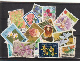 FLEURS. Beau Lot De 25 Timbres Oblitérés Différents, Tous Differents, Tous Grands Formats  # 7 - Mezclas (max 999 Sellos)