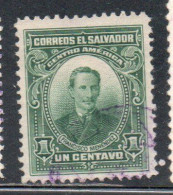 EL SALVADOR 1921 FRANCISCO MENENDEZ 1c USED USATO OBLITERE - Salvador