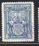 EL SALVADOR 1949 REVOLUTION OF 1948 FIRST ANNIVERSARY 8c USED USATO OBLITERE' - Salvador