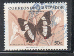 EL SALVADOR 1969 BUTTERFLIES MARIPOSA FARFALLA BUTTERFLY 50c USED USATO USADO OBLITERE' - Salvador