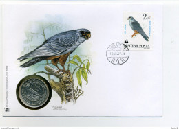 A45340)WWF-Muenzbrief Vogel: Ungarn 3626 A + Muenze - Cartas & Documentos