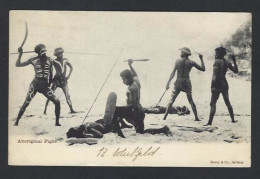 CPA Australie Australia Aborigènes écrite Guerrier Armes - Aborigeni