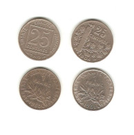 382/ France : 25 Centimes (Patey) 1903 Et 1904 - 1 Franc (Semeuse Nickel) 1960 Et 1961 - 25 Centimes