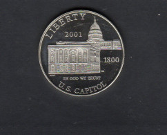 Baisse De Prix USA - Pièce 1 Dollar Argent BE Centre Des Visiteurs Du Capitole 2001 FDC KM.324 - Commemorative