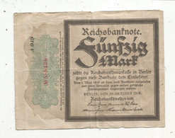 Billet , Allemagne , 20 Oktober 1918 ,50 , Funfzig Mark , 2 Scans , Reichsbanknote , Frais Fr 1.85 E - 50 Mark