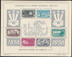 ** Mexikó 1956 100 éves A Bélyeg Fogazott + Vágott Blokk Mi 1-2 (Mi EUR 130.-) - Other & Unclassified