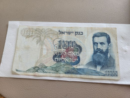Israel-100 LIROT-BENJAMIN ZE'EV HERZL-(1968)-(BLACK-NUMBER)-(293)-(08084011-ב/4)-tair-stain-used-bank Note - Israel