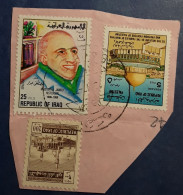 IRAQ - 1977  - " Storia Postale Frammento Con Affrancatura . " Timbrato  Mnh - Iraq