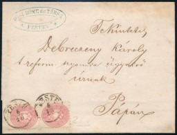 ~1864 Távolsági Levél 2 X 5kr Bérmentesítéssel "PESTH" - "PÁPA" - Sonstige & Ohne Zuordnung