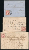 1867-1869 3 Db Levél 5kr Bérmentesítéssel "KOLOZSVÁR", "VESZPRÍM", "POZSONY", Az Utóbbin A Bélyeg Teljes Vízjelbetűvel - Otros & Sin Clasificación