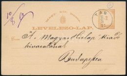 1877 2kr Díjjegyes Levelezőlap "TAB" (Gudlin 50 P) - Sonstige & Ohne Zuordnung