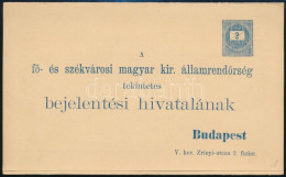 1897 Használatlan 2kr Díjjegyes Rendőrségi Kijelentési Lap - Autres & Non Classés