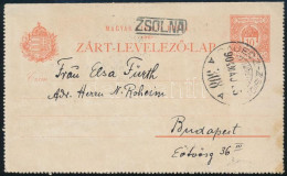 1904 10f Díjjegyes Zárt Levelezőlap "RAJECZ-ZSOLNA" Vasúti Mozgóposta Bélyegzéssel - Autres & Non Classés