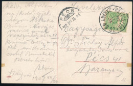 1907 Képeslap "ZÁKÁNY- BÁTASZÉK" Vasúti Mozgóposta Bélyegzéssel / Postcard With Railway Postmark - Autres & Non Classés