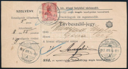 1913 Távbeszélőjegy Turul 1K Bérmentesítéssel "VAJDA HUNYAD" - Altri & Non Classificati