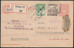 1919 Ajánlott Díjjegyes Levelezőlap 2 Bélyeges Kiegészítéssel Bécsbe - Sonstige & Ohne Zuordnung