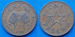 GHANA - 1 Pesewa 1967 "Bush Drums" KM# 13 Decimal Coinage (1965-2007) - Edelweiss Coins - Ghana