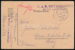 1918 Tábori Posta Levelezőlap "K.u.K. DETACHEMENT HPTM. LAMINGER" + "FP 552" - Sonstige & Ohne Zuordnung