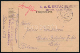 1918 Tábori Posta Levelezőlap "K.u.K. DETACHEMENT HPTM. LAMINGER" + "FP 552" - Other & Unclassified