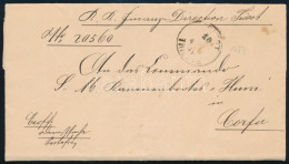 1884 Levél Triesztből Az S.M.S. Hum Hajóra, Korfura / Cover From The Finance Director In Trieste To The Command Of S.M.S - Otros & Sin Clasificación