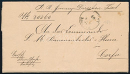 1884 Levél Triesztből Az S.M.S. Hum Hajóra, Korfura / Cover From The Finance Director In Trieste To The Command Of S.M.S - Other & Unclassified