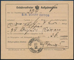 1890 Tábori Posta Távirati Díj Nyugta "S.M. SCHIFF HIPPOS" - Other & Unclassified