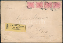 Ausztria 1897 Ajánlott Levél Az S.M.S. Albatrosról 4 X 5h Bérmentesítéssel "TRIESTE", Hátul Levélzáróval / Registered Co - Sonstige & Ohne Zuordnung