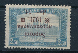 (*) Nyugat-Magyarország VIII. 1921 Parlament 2,50K Fordított Felülnyomással, Bodor Vizsgálójellel - Other & Unclassified