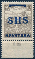 ** SHS 1918 Arató ívszéli 20f Normál Barna Helyett Világos Barna Bélyeg, Bodor Vizsgálójellel, Certificate: Zrinjscak - Otros & Sin Clasificación