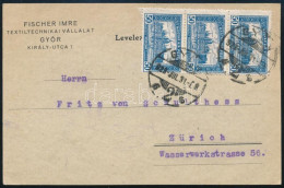 1923 Inflációs Levelezőlap 8. Periódus Parlament 3 X 50K Bérmentesítéssel "GYŐR" - Zürich - Other & Unclassified