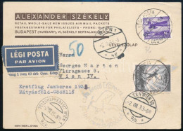 1933 Légi Levelezőlap 2 Klf Repülő II. Bélyeggel Bécsbe, "ELSŐ CSATLAKOZÓ LÉGIPOSTA JÁRAT / BUDAPEST-GÖDÖLLŐ" - Altri & Non Classificati