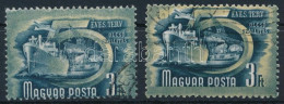 O 1950-1951 2 Klf Ötéves Terv I-II. 3Ft Elfogazva és Eltérő Színárnyalatban / Mi 1079, 1183 With Shifted Perforation And - Sonstige & Ohne Zuordnung