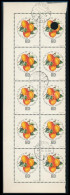 O 1964 Magyar Barackfajták 60f 10-es Tömb, A 2. Bélyeg Megsemmisítő Lyukasztással / Mi 2045 Block Of 10 With Printers Wa - Other & Unclassified